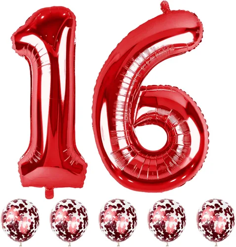Miniatura 59 de Globos de oro rosa para cumpleaños número 16 para niñas, 40 pulgadas de gran tamaño, globos de lámina de mylar con el número 1 y 6, autoinflables
