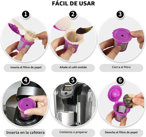 Miniatura 5 de 100 unidades de filtros K Cup Fanativita desechables con diseño de tapa inteligente, se ajustan a todas las tazas K reutilizables para Keurig