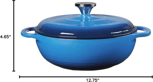 Miniatura 4 de Lodge, EC3D33 - Horno holandés de hierro fundido esmaltado, 3 cuartos de galón, azul caribe