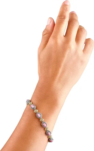 Miniatura 48 de American West Jewelry Pulsera de plata de ley con piedras preciosas de eslabones de concha, tallas pequeñas a grandes