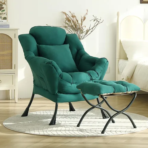 Miniatura 21 de Silla perezosa para sala de estar, silla decorativa grande negra con una almohada, juego de sofá de ocio, cómoda silla de lectura para dormitorio