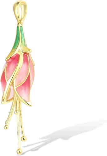 Miniatura 2 de Santuzza Colgante de flor esmaltada hecha a mano de plata de ley 925 para mujer