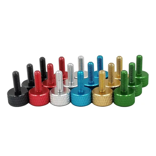 Miniatura 2 de Tornillos moleteados de aluminio M4, multicolor, 20 piezas (M4 x 0.236 in, negro)