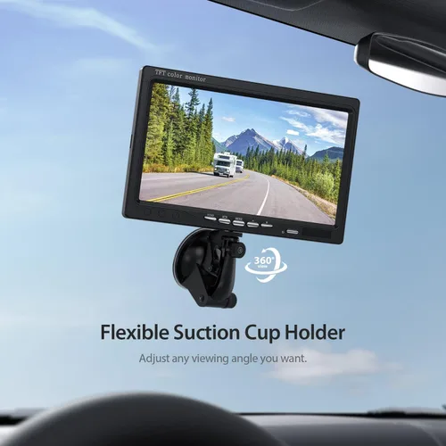 Miniatura 8 de Cámara de respaldo eRapta para camión, kit de monitor de 7'' HD 2K de visión frontal/trasera, IP69, impermeable, con visión nocturna, líneas