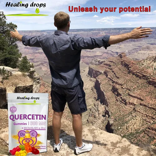 Miniatura 5 de Gomitas de quercetina con bromelina – Vitamina C + Zinc + Vitamina D3 – Quercetina 500 mg Gummies para niños y adultos