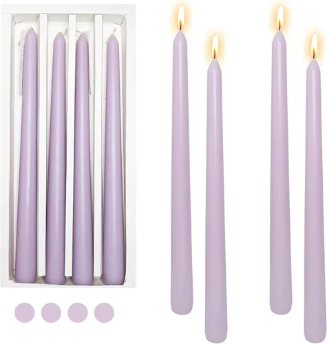 Velas sin goteo con aroma, velas color morado de 10 pulgadas, velas cónicas largas con aroma a lavanda para decoración de cena, idea de regalo de