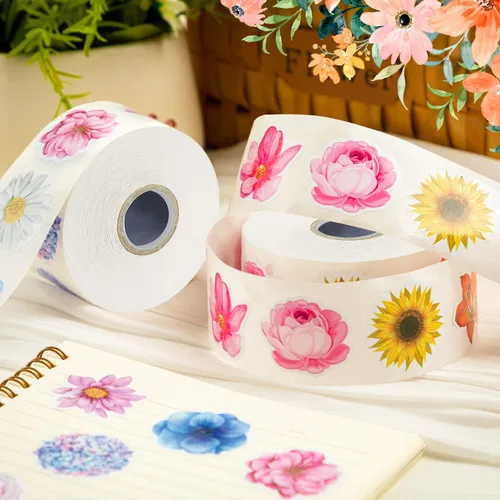 Miniatura 5 de 1200 calcomanías de flores, rollo de calcomanías de flores para niños, rollo de flores para álbumes de recortes, botellas de agua, decoraciones