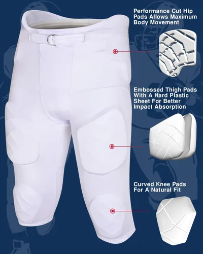 Miniatura 4 de Exxact Sports Gladiator - Pantalones de fútbol integrados para hombre con almohadillas, pantalones de práctica de fútbol, pantalones de fútbol
