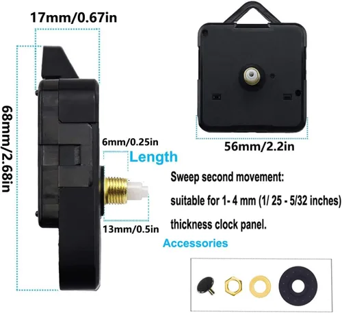 Miniatura 2 de Paquete de 2 mecanismos de movimiento de reloj de pared sin tictac con 4 estilos de manecillas de motor de cuarzo, repuesto de piezas de reparación