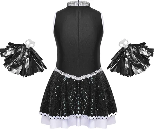 Miniatura 2 de TSSOE Uniforme de animadora con lentejuelas y purpurina para niñas y niñas