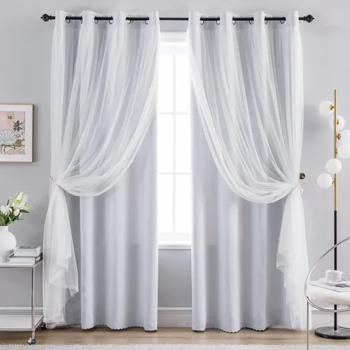 Miniatura 11 de Anytime Cortinas opacas y transparentes para ventana, par de paneles de cortinas lisas con ojales en la parte superior, 35 pulgadas de ancho x 63