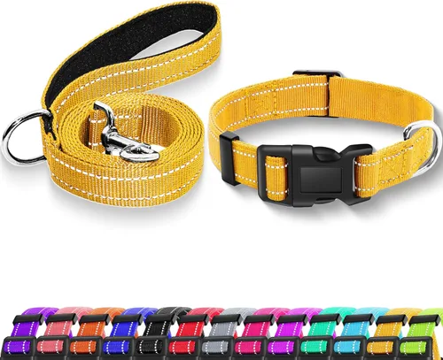 Miniatura 7 de collar reflectante para perros con hebilla de cierre de seguridad, collares de nailon ajustables, suaves y transpirables para perros pequeños