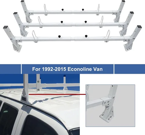 Miniatura 3 de Bastidores de escalera para furgonetas, portaequipajes de acero para Ford Econoline E150 250 350 1992-2015, apto para Chevrolet Express 1500 2500