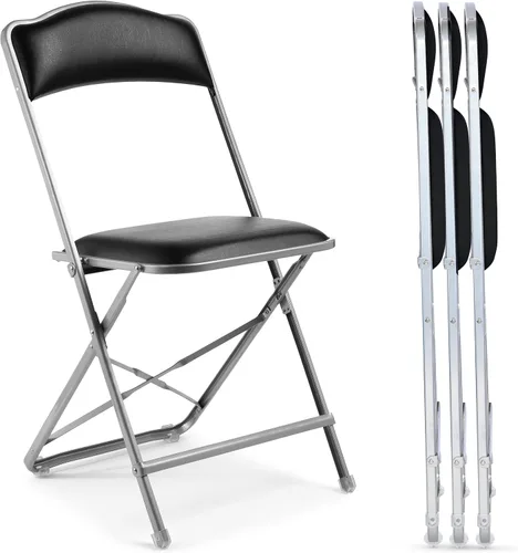 Miniatura 11 de Paquete de 4 sillas plegables de alta calidad, asiento estrecho de 15 pulgadas, asiento y respaldo acolchado, se pliega ultra delgado (~1 pulgada)
