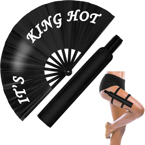 Miniatura 8 de Ventilador de mano plegable grande de 13 pulgadas con funda para hombres y mujeres, para Edm Music Rave Festival Line Dancing Party