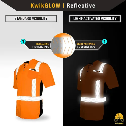Miniatura 4 de KwikSafety - Camisas de seguridad de manga corta premium [collares de lujo] Clase 2 Hi Vis Camisas para hombres ANSI OSHA Camisas de alta