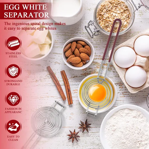 Miniatura 4 de Separador de huevos de acero inoxidable,Herramienta separadora de yema de huevo y blanco con mango largo,Separador de huevos con filtro