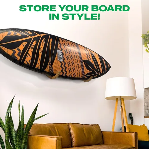 Miniatura 2 de COR Surf Estante de pared para tablas de surf para longboards y shortboards Hermoso soporte de pared de madera para interiores y exteriores