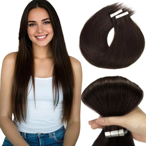 Miniatura 25 de Loxxy Extensiones adhesivas de cabello humano de 12 pulgadas, extensiones de cabello humano real color negro azabache, con cinta adhesiva de trama