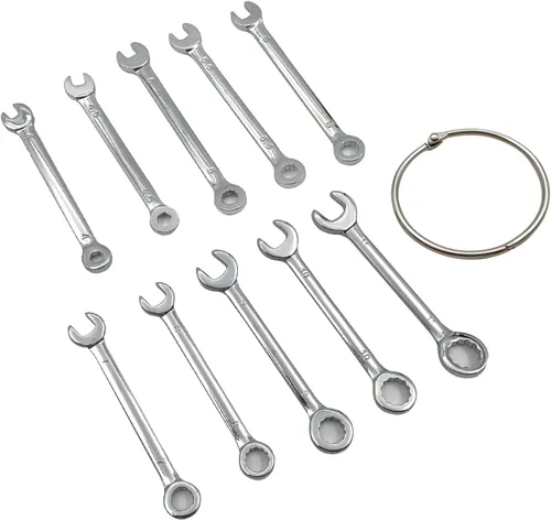 Miniatura 2 de Juego de llaves inglesas mini de extremo abierto, juego de llaves combinadas con anillo de cadena tipo métrico (10 piezas)