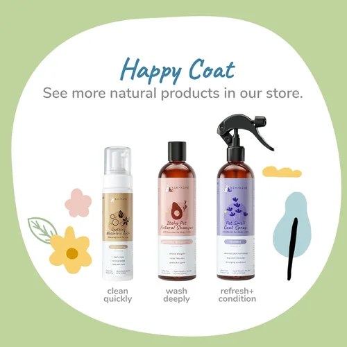 Miniatura 6 de kin+kind Champú seco sin agua para perros, sin enjuague, elimina la picazón y el olor, fórmula natural con hamamelis, aceite de coco, aceite