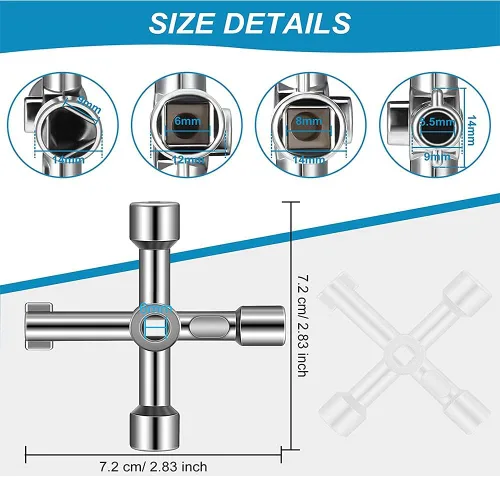 Miniatura 6 de 2 llaves triangulares Matel Triangular Socket Universal Utility Keys para bloqueo de panel triangular. 0.354 in