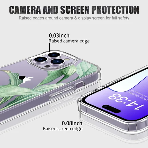 Miniatura 4 de LUHOURI Funda para iPhone 15 Pro con protector de pantalla, cubierta transparente, diseño de patrón de moda, carga inalámbrica, delgada, a prueba