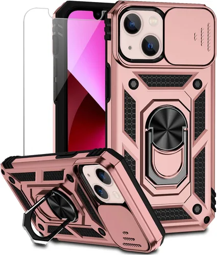 Miniatura 14 de Funda para iPhone 13 con cubierta para lente de cámara, protector de pantalla HD, doble capa [protección contra caídas de grado militar de 15 pies]