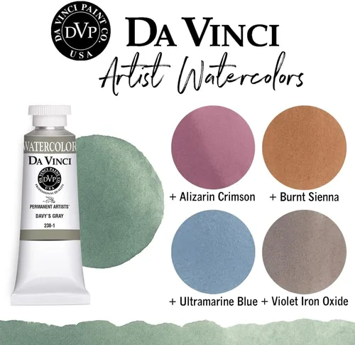 Miniatura 77 de DA VINCI PAINTS Pintura Acuarela Profesional para Artistas, Alizarin Crimson (Quinacridone), 37ml Índigo