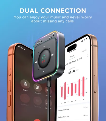 Miniatura 11 de JOYROOM Adaptador AUX Bluetooth 6.0 para automóvil, cancelación de ruido de micrófonos duales, Plug and Play, botón multifunción, adaptador de audio