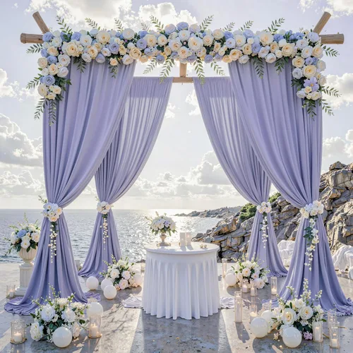 Miniatura 87 de Cortinas de telón de fondo blanco de 30 pies x 8 pies para fiestas de boda, 6 paneles de 5 pies x 8 pies, cortinas de fotografía de poliéster sin