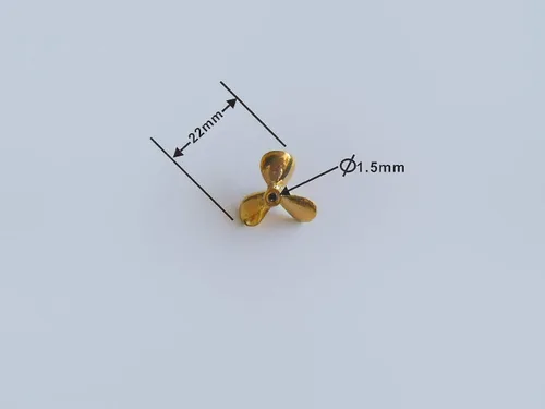 Miniatura 2 de Hélice de barco con pantalla metálica de 3 aspas, accesorios de 0.866 in de diámetro, 1 par