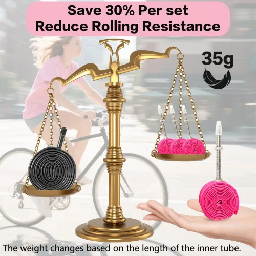 Miniatura 6 de Paquete de 4 tubos interiores ultraligeros de TPU para bicicleta, 700X18C/23C/25C/28C/30C/32C, válvula Presta de 45/65/3.346 in, color rosa
