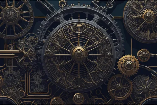 YongFoto Telón de fondo antiguo steampunk de 5 x 3 pies, relojes de metal retro, esfera industrial mecánica para fotografía, telón de fondo para