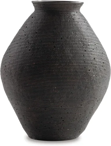 Signature Design by Ashley Hannela - Jarrón moderno de poliresina envejecida de 12 pulgadas, color marrón antiguo