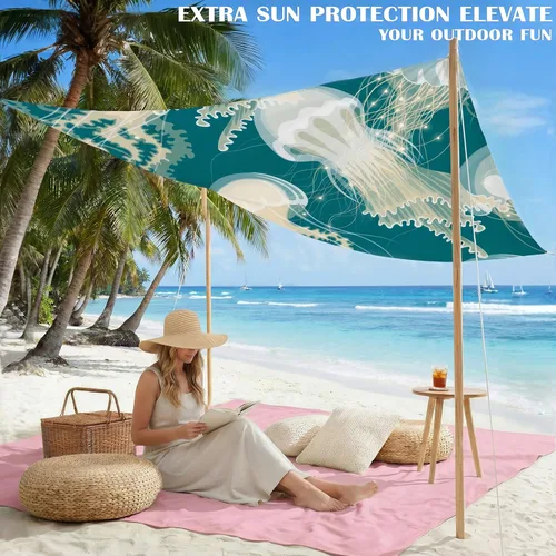 Miniatura 10 de Famstar Beach Blanket Oversized Extra Large 78"X81"/10'X9',Waterproof Sandproof Beach Blanket 2-8 Adults Lightweight Durable for Travel Camping