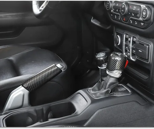 Miniatura 3 de Funda para Freno de Mano + Tapa del Pomo de Cambio + Tapa del Pomo de Cambio del Modo de Conducción Compatible con Jeep Wrangler JL JLU 2018-2025