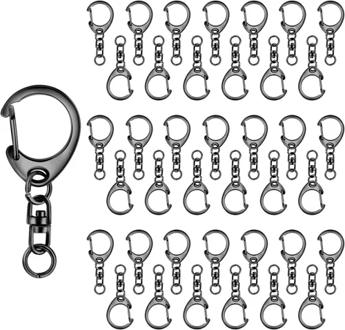 Miniatura 12 de 50 piezas Roctee - Gancho giratorio para cordón con llaveros, ganchos de metal para llavero de cordón, para manualidades, cierre de langosta