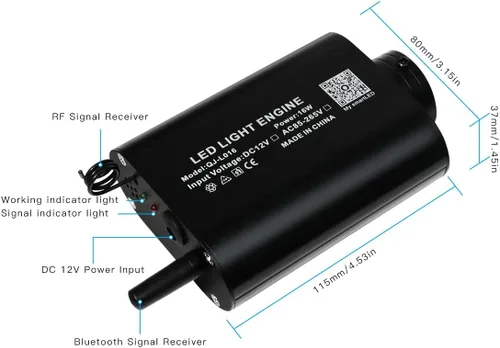 Miniatura 7 de Luces de fibra óptica RGBW APP de tamaño pequeño de 16W, activadas por música, 150 piezas*0.03 pulgadas (6.5 pies/2m) Kit de luz de techo