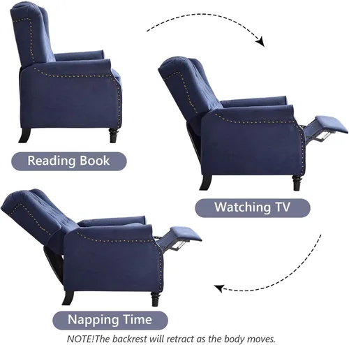Miniatura 4 de CANMOV Silla Reclinable de Empuje hacia Atrás, Silla Decorativa, Sillón Reclinable de Mediados de Siglo con Respaldo Alto, Silla Reclinable de Tela