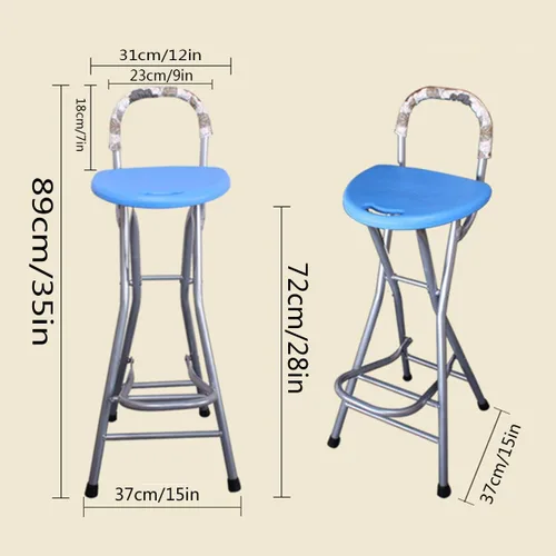 Miniatura 3 de Taburete de bar plegable de 28 pulgadas con respaldo, taburete plegable portátil Counter Height Foldable Stool,Tall Bar Stools for Outdoor Camping