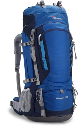MOUNTAINTOP Mochila de marco interno de 80L para hombre y mujer Mochila de senderismo con cubierta de lluvia Azul-80L