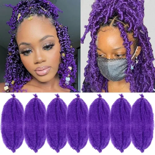 Miniatura 45 de Marley Twist - Cabello trenzado de 16 pulgadas, cabello afro trenzado elástico, paquete de 7 paquetes, cabello rizado rizado ombré, marrón Marrón