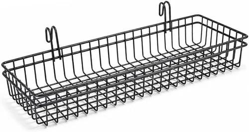 Miniatura 11 de ANZOME Paquete de 4 cestas de pared de rejilla y accesorios de rejilla – Contenedores de almacenamiento colgantes de malla de alambre de metal negro