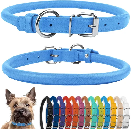 Miniatura 31 de CollarDirect Collar de perro con tachuelas, collares de cuero para mascotas para perros pequeños, medianos y grandes, acolchado suave, marrón, negro