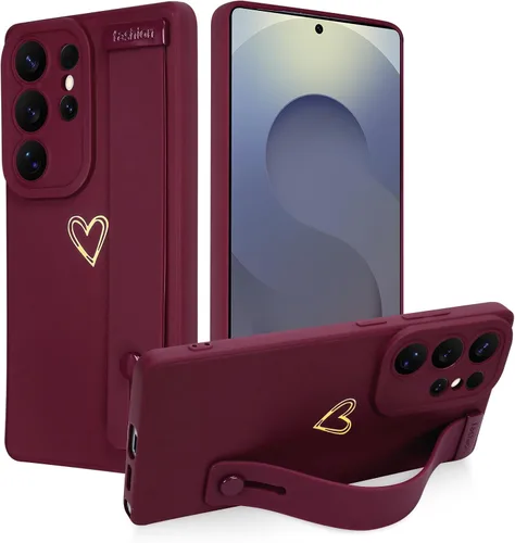 Miniatura 18 de Funda magnética compatible con Samsung Galaxy S25 Ultra para mujeres y hombres, estética flor de durazno, correa de muñeca ajustable incorporada