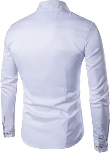 Miniatura 2 de Camisas de vestir para hombre, estilo casual, con botones, de manga larga, para playa, ajustadas, para fiestas, formales, camisas de vestir y trabajo