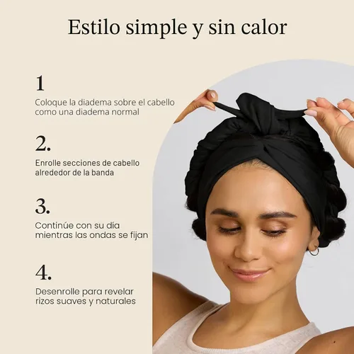 Miniatura 6 de Kitsch Set & Flow Active - Diadema rizadora sin calor para mujer, logra rizos sin calor durante la noche, sin daños por calor, rizadores sin calor