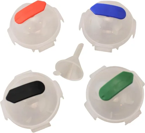 Paquete de 4 moldes redondos grandes para hacer bolas de hielo de 2 pulgadas, para barra de piedras de whisky, para fiesta, incluye mini embudo (1)