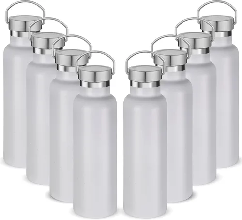 Miniatura 25 de Neihepal Paquete de 4 botellas de agua aisladas de 20 onzas, botella deportiva de doble pared de acero inoxidable con tapa de asa, termo Bubble gum